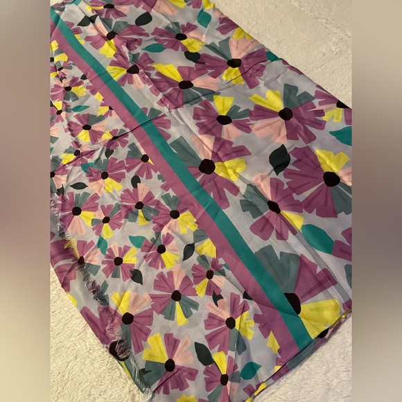 Kate Spade Floral Multicolor Long Huge Scarf NWOT - Picture 5 of 7